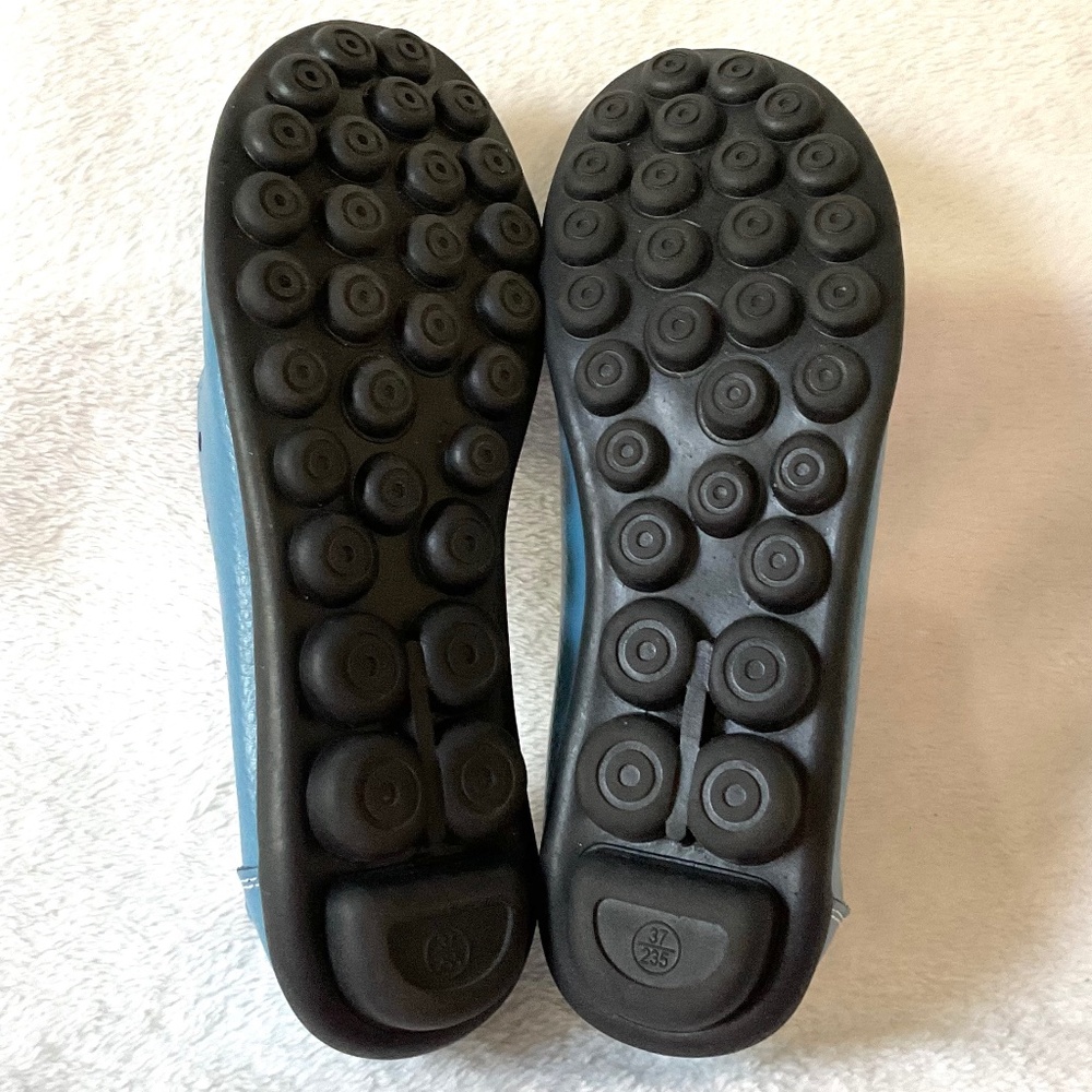 Blue Genuine Leather Minimalist Comfort Slip On Flats Cutout Shoes Size 7 - Picture 11 of 12